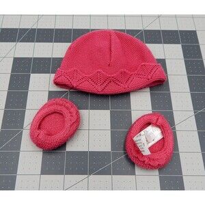 American Girl Bitty Baby Doll 2011 Starter Set Pink Knit Hat Cap Booties Shoes
